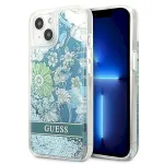 Guess GUHCP13SLFLSN Hardcase Flower Liquid Glitter for iPhone 13 mini 5,4" / green