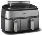 Philips Dual Basket Airfryer | NA555/00 5000 series | Power 2750 W | Capacity 9 L | RapidAir Plus | Silver