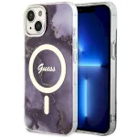 Guess GUHMP14SHTMRSU Golden Marble MagSafe Hardcase for iPhone 14 / 15 / 13 6.1" / purple