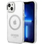 Guess GUHMP14SHTRMS Hardcase Metal Outline MagSafe for iPhone 14 / 15 / 13 6.1" / silver