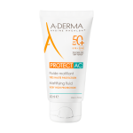 A-DERMA matinamasis apsauginis fluidas nuo saulės SPF 50+ į aknę linkusiai odai, 40 ml