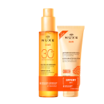 Nuxe Sun dovanų rinkinys: įdegio aliejus SPF30, 150 ml + gaivinamasis pienelis po saulės, 100 ml