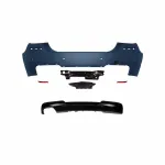 BMW F10 galinis bamperis M-Sport (10-17) su juodu blizgiu difuzoriumi 2x0, su PDC