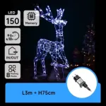 Elnio dekoracija 0,75 m, 150 LED, &scaron;altai balta