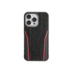 Audi Dėklas Audi Genuine Leather MagSafe iPhone 15 Pro Max 6.7" juoda-raudonas/juodas-red hardcase AU-TPUPCMIP15PM-R8/D3-RD