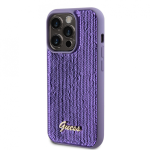GUESS Dėklas Guess Sequin Script Logo Case iPhone 14 Pro Max Violetinė