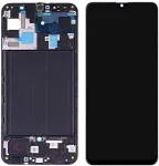 Ekranas Samsung A505 A50 su lietimui jautriu stikliuku ir rėmeliu juodas OLED (real size)