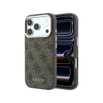 Dėklas Guess PU Leather 4G Gold Frame MagSafe Apple iPhone 18 Pro Max rudas