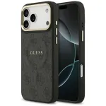 Dėklas Guess PU Leather 4G Gold Frame MagSafe Apple iPhone 17 Pro juodas