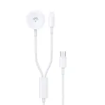 USB kabelis Dudao A12MAX-2in1 USB-C to iWatch/Lightning 20W 1.2m baltas