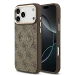 Dėklas Guess PU Leather 4G Gold Frame MagSafe Apple iPhone 17 Pro Max rudas
