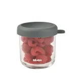 Beaba stiklinis maisto indelis su dangteliu, Mineral Grey, 250 ml