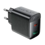 ACEFAST 45 W GaN USB-C + USB-A sieninis įkroviklis, juodas