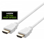 HDMI laidas DELTACO ULTRA High Speed, 48Gbps, 2m, eARC, QMS, 8K prie 60Hz, 4K prie 120Hz, baltas / HU-20A
