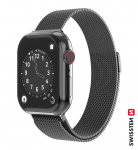Swissten I&scaron;maniojo laikrodžio Apple 1/2/3/4/5/6/SE dirželis, Juodos spalvos, 38/40mm