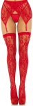Leg Avenue Hosiery Leg Avenue Lace Thigh-Highs & Garter Belt Raudona-Juodas One Size