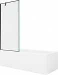Vonia Mexen Cubik su apdaila ir stiklo sienele, 160x70 cm + 80 cm, Baltas+Juodas frame