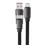 Acefast C13-04 USB-C - USB-A / USB-C kabelis 480Mb/s 3A 1.2m - Juodos spalvos