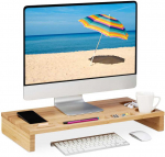 Laikiklis Relaxdays Bonideco Monitoriaus stovas su skyriais 8,5x60x30cm., &scaron;viesiai rudos spalvos