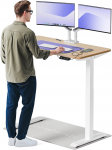 Elektrinis reguliuojamo auk&scaron;čio stalas Desktronic HomeOne Bambukas/Baltas, 120x60cm, Dvigubas motoras, USB ir USB-C įkrovimo lizdai