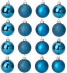 Blue Kalėdiniai stikliniai žaisliukai &Oslash; 8 cm, 16 vnt., mėlyni