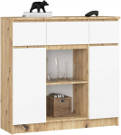 Komoda 101 cm 2 durys 3 stalčiai 6 lentynės artisan ąžuolas /, Baltas
