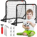Vaikų futbolo vartai, 2 vnt., sulankstomi, plieniniai, juodi, ne&scaron;iojami, mini futbolo vartai, treniruočių vartai
