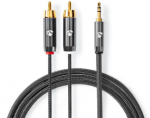 Nedis Stereo Audio kabelis jack 3.5 mm (M) - 2x RCA (M) 5.00 m pilka