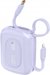 Dudao K32 22,5 W 10000 mAh i&scaron;orinė baterija su įmontuotu USB-C / &bdquo;Lightning&ldquo; laidu &ndash; Violetinė