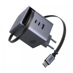 Ugreen 65828 Nexode 100W GaN įkroviklis su i&scaron;traukiamu USB-C kabeliu