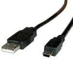 ROLINE USB 2.0 kabelis, A tipas - 5 kontaktų Mini 1.8 m, 1.8 m, USB A, Mini-USB B, USB 2.0, Vyri&scaron;kas/Vyri&scaron;kas, Juodas