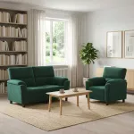 Sofa Sofos komplektas 2 vnt. Tamsiai žalia Aksomas