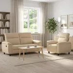 Sofa Sofos komplektas 2 vnt. Kreminė Audinys