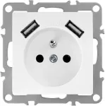 Toolight Viengubas Lizdas Su Įžeminimu + 2x Usb-a Oste Jnh003-g Baltas