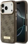 Dėklas Guess 4G Logo Plate MagSafe do iPhone 18 Pro / 17 Pro ruda