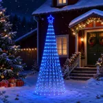 LED Kalėdų medis 250 cm 475 LED Mėlyna Plienas Juoda