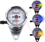 Koso Motociklo spidometras, motociklo spidometras, motociklo odometras, 1 universalus motociklo odometro slėgio matuoklio signalas dvigubas skaitmeninis ekranas km/h (sidabrinis)