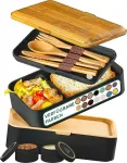 Umami Bento Dėžutė su 4 stalo įrankiais, 2 skyriai, maisto konteineris