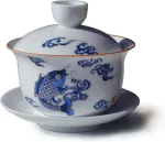 Vv8oo porcelianinis gaiwan 200ml arbatos puodelis &scaron;okinėjančios žuvys baltas glazūruotas tureen kini&scaron;kas sancai dangtelio dubuo lūpų puodelio rinkinys su lėk&scaron;tute