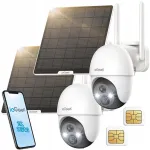 Aeotec Iegeek saulės Ip kamera, pasukama, i&scaron;mani Gsm 3g/4g Lte Sim 2k 3mpx su 9600mah Aku x2