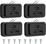 4.8a dvigubas usb lizdas automobiliniam įkrovikliui su jungikliu ir led, 12v/24v pd ir qc3.0 usb skydelio įkrovimo lizdas, tinkamas rv, sunkvežimiui, valčiai, visureigiui (4 vnt.)