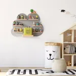 Nor28 lentyna tonie figūrėlėms iki 33 vnt. - toniebox lentyna su debesies motyvu, 40 x 55 x 19 cm, skirta berniukams ir mergaitėms, vaikų kambario lentyna tonies figūrėlėms, magnetinė, gali būti tvirtinama pagal poreikį