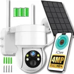 Saulės energija varoma lauko ip kamera su wifi 4mpx full hd+ led stebėjimui