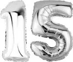 Dekorex&reg; folinis balionas skaičius gimtadieniui/jubiliejui sidabrinis 40 cm auk&scaron;čio