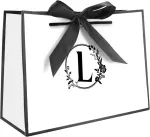 Initial Gift Bags, 2 popierinių mai&scaron;elių su kaspinais + 2 dovanų popieriaus pakuotė, dovanų mai&scaron;eliai su rankena, vakarėlių mai&scaron;eliai, kryžminio dugno mai&scaron;eliai, dovanų pakavimas gimtadieniui, vestuvėms, krik&scaron;tynoms, motinos dienai (l)