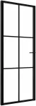 Vidaus durys, juodos, 76x201,5cm, ESG stiklas ir aliuminis
