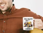 Puodelis ir pagalvė su traktoriaus motyvu "mano muzika &ndash; traktoriaus ūžesys"