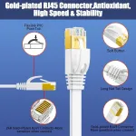 Lan kabelis 50 metrų, Cat 7 tinklo kabelis 50 m, skirtas naudoti lauke ir patalpose, didelės spartos plok&scaron;čias ethernet kabelis 600mhz 10gbps, S/ftp baltas gigabitinis Rj45 interneto jungiamasis kabelis, atsparus vandeniui, skirtas mar&scaron;rutizatoriui X ...
