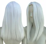 Perukas balta long bob pusilgis be kirpčiukų, balti termorezistiniai plaukai cosplay