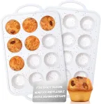 Irayin silikoninė mini keksiukų forma 12 keksiukams, 2 vnt. keksiukų kepimo forma su metaliniu rėmu, nelimpanti, be Bpa, galima plauti indaplovėje, skirta keksiukams, riestainiams, keksiukams